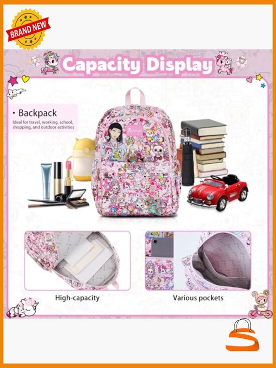 Large Capacity Daypack Backpack with Adjustable Straps, Polyester main image 2
